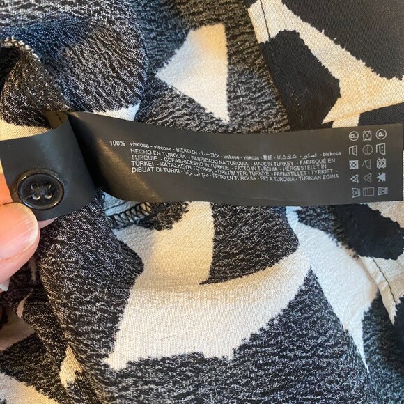 ZARA Black & White Print Midi Belted Shirt Dress, Size M - Picture 6 of 10